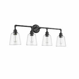 Milla Vanity Light, 4-Light, Clear Glass, Matte Black