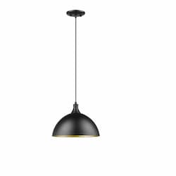 12-in Mia Pendant Light, 1-Light, Corded, Matte Black & Matte Gold