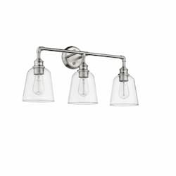 60W Milla Vanity Light, 3-Light, Clear Glass, Polished Nickel