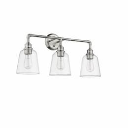 60W Milla Vanity Light, 3-Light, Clear Glass, Polished Nickel