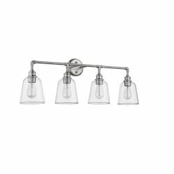 60W Milla Vanity Light, 4-Light, Clear Glass, Polished Nickel