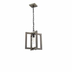 Roxton Farmhouse Pendant, 1-Light, Matte Black & Wood