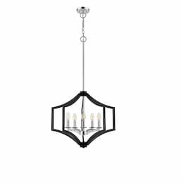 Maya Chandelier, 5-Light, Matte Black, Chrome Accents