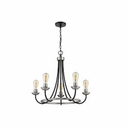 300W Emma LED Chandelier, Two-Toned, 5-Light, 120V, Brushed Nickel