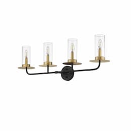 240W Aura LED Vanity, Two-Toned, 4-Light, 120V, Matte Gold