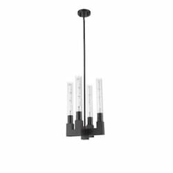 60W Roma 4-Light LED Pendant w/ T10 Bulbs, Clear Glass, Matte Black