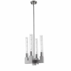 60W Roma Pendant Light w/ Clear Glass, 4-Light, Brushed Nickel