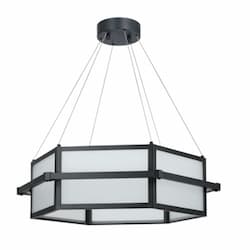 45W Amalfi LED Hex Chandelier, Frosted Glass, Matte Black, 4000K