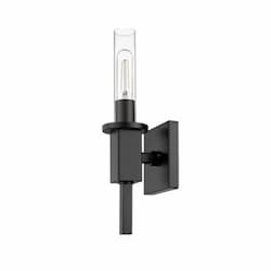 Roma Sconce Light w/ Clear Tube Glass, 1-Light, Matte Black