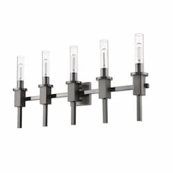 Roma Vanity Light w/ Clear Tube Glass, 5-Light, Matte Black