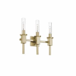 Roma Sconce Light w/ Clear Tube Glass, 3-Light, E26, 120V, Gold