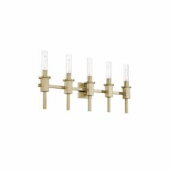 Roma Sconce Light w/ Clear Tube Glass, 5-Light, E26, 120V, Gold