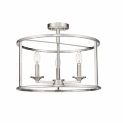 Alfred Semi Flush Mount Light, 3-Light, Open Circle, Nickel