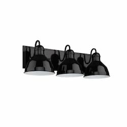 Gia Gooseneck Vanity Light, 3-Light, E26, 120V, Glossy Black