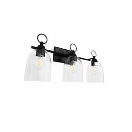 Rhine Vanity Light w/ Clear Glass, 3-Light, E26, 120V, Matte Black