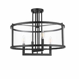 Ravenna Semi-Flush Mount, 4-Light, E12, 120V, Matte Black