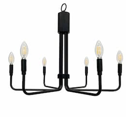 60W Alph Chandelier, 6 Light, Matte Black