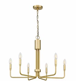 60W Alph Chandelier, 6 Light, Champagne Gold 