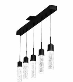 60W Soffi Linear Pendant Light, 5 Light, Matte Black