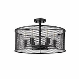 HomEnhancements Rimini 6-Light Semi-Flush Mount, E26, Matte Black