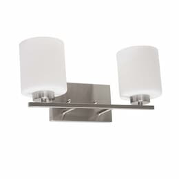 HomEnhancements 2-Light Vanity Fixture, Brushed Nickel/White