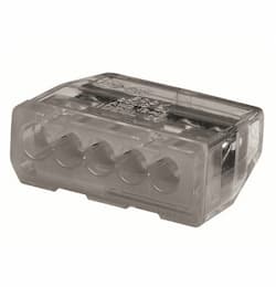 5-Port In-Sure Push-In Wire Connector, 12 AWG, Gray, Jar of 1,000