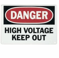 Safety Sign, "Danger High Voltage Keep Out", Adhesive