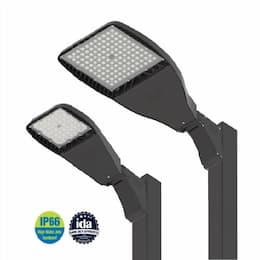 ILP Lighting 70W LED Flood Light w/Round Pole, Medium, 347V-480V, 3000K, BRZ