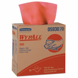 WypAll X80 Towels, Pop-Up Box, Red Hot, 80 per box