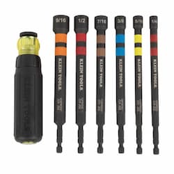 Hollow Magnetic Color-Coded Hex Bit Nut Driver Set w/ Handle, 6 pc