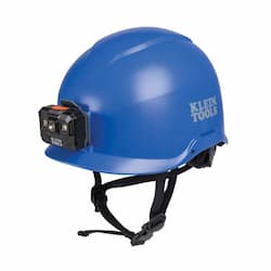 Non-Vented Safety Helmet w/ Headlamp, Class E, Blue