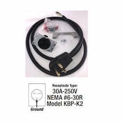 6-ft Cord & Handle Kit w/ Receptacle for KBP Unit Heaters, 30A, 240V