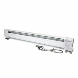 3-ft 1000W Portable Baseboard Heater, 100 Sq Ft, 8.3 Amp, 120V, White