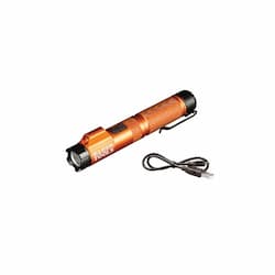 Rechargeable LED Focus Flashlight with Laser, Orange