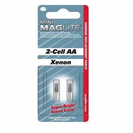 Mini Mag Flashlight Xenon Bulb, AA-2 Pack