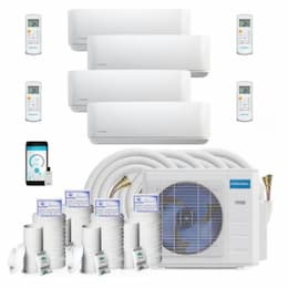 36K BTU/H Ductless Mini Split System, 4-Zone (9K/9K/9K/9K), 16/16/16/50-ft, 45A, 230V