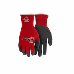 Ninja Flex Nylon Shell Gloves, 15 Gauge, Large, Red & Gray