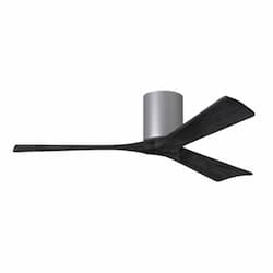 52-in 32W Irene Ceiling Fan, DC, 6-Speed, 3-Black Blades, Brushed Nickel