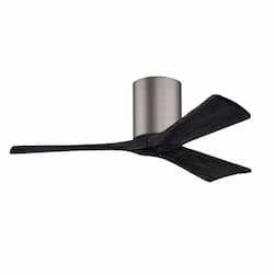 42-in 17W Irene-3H Flush Mount Ceiling Fan, Black Blades, Pewter