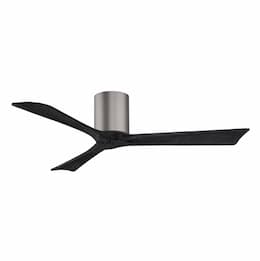 52-in 32W Irene-3H Flush Mount Ceiling Fan, Black Blades, Pewter