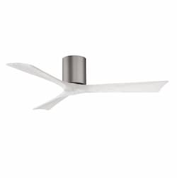 52-in 32W Irene-3H Flush Mount Ceiling Fan, White Blades, Pewter