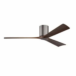 60-in 32W Irene-3H Flush Mount Ceiling Fan, Walnut Blades, Pewter