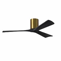 52-in 32W Irene Ceiling Fan, DC, 6-Speed, 3-Black Blades, Brass