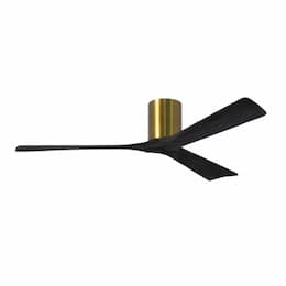 60-in 32W Irene Ceiling Fan, DC, 6-Speed, 3-Black Blades, Brass