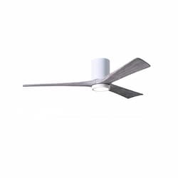 52-in 32W Irene-3HLK Ceiling Fan w/Light, DC, 6-Speed, 3-Barn Wood Blades, Gloss White