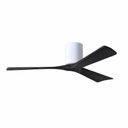 52-in 32W Irene Ceiling Fan, DC, 6-Speed, 3-Black Blades, White