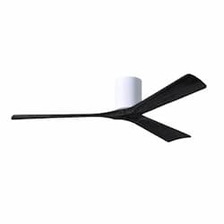 60-in 32W Irene Ceiling Fan, DC, 6-Speed, 3-Black Blades, White