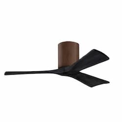 42-in 17W Irene Ceiling Fan, DC, 6-Speed, 3-Black Blades, Walnut