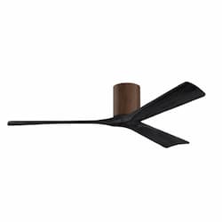 60-in 32W Irene Ceiling Fan, DC, 6-Speed, 3-Black Blades, Walnut