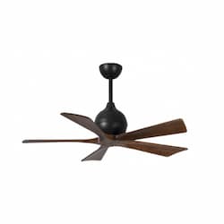 42-in 25W Irene Ceiling Fan, DC, 6-Speed, 5-Walnut Blades, Black